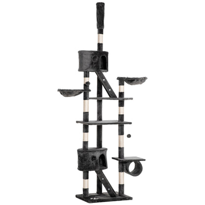 Pawhut Árbol Rascador Para Gatos 60x45x240-260 Cm Altura Ajustable Plataformas_0
