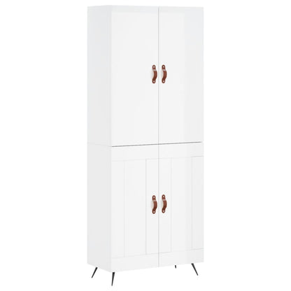 Aparador Alto Madera Contrachapada Blanco Brillo 69,5x34x180 Cm_1