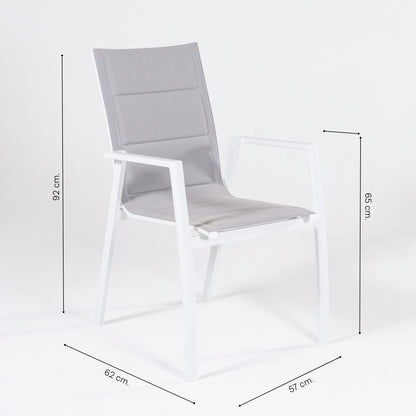 Pack 6 Sillones Para Exterior, Acolchados Y Apilables, Aluminio Y Textilene, Color Blanco, 57x69x94 Cm_4