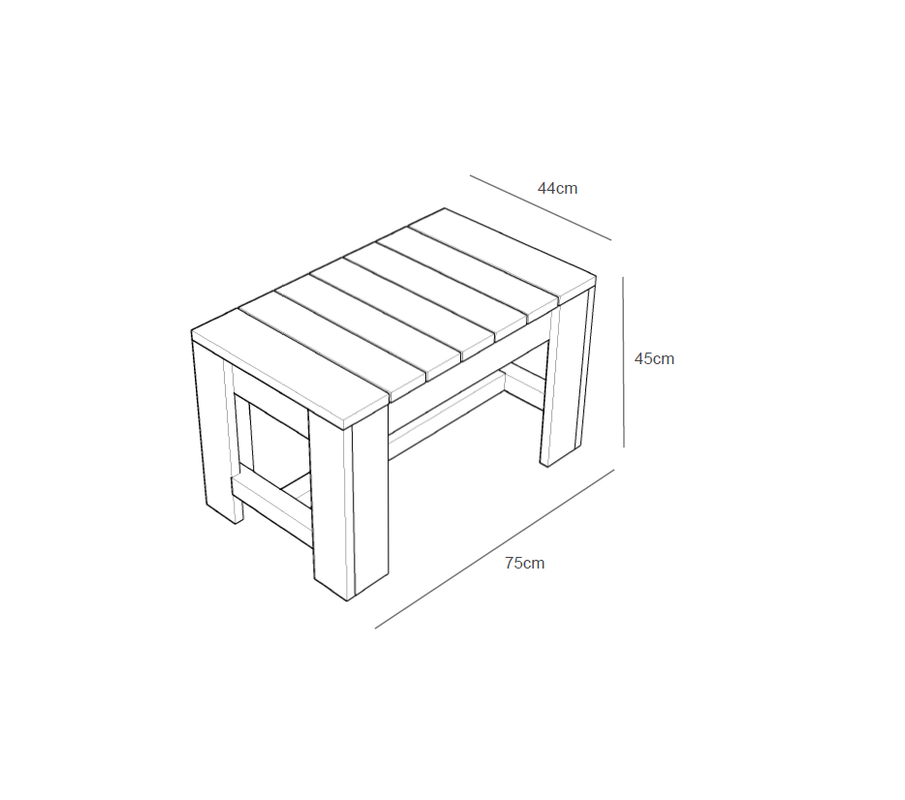 Banco De Madera 75x44x45 Cm Hortalia_1