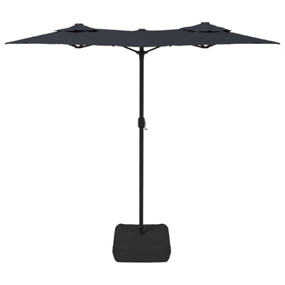 Vidaxl Sombrilla Doble De Jardín Con Luces Led Negro 316x145 Cm_4
