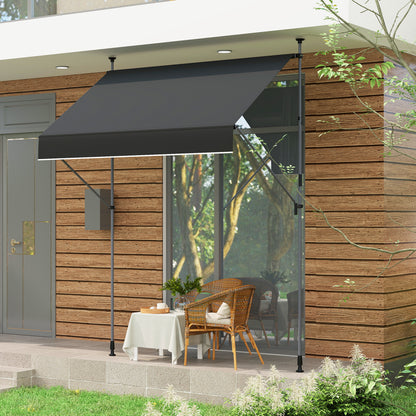 Outsunny Toldo Manual Retráctil Altura Ajustable Con Manivela 210-310 Cm Negro_4