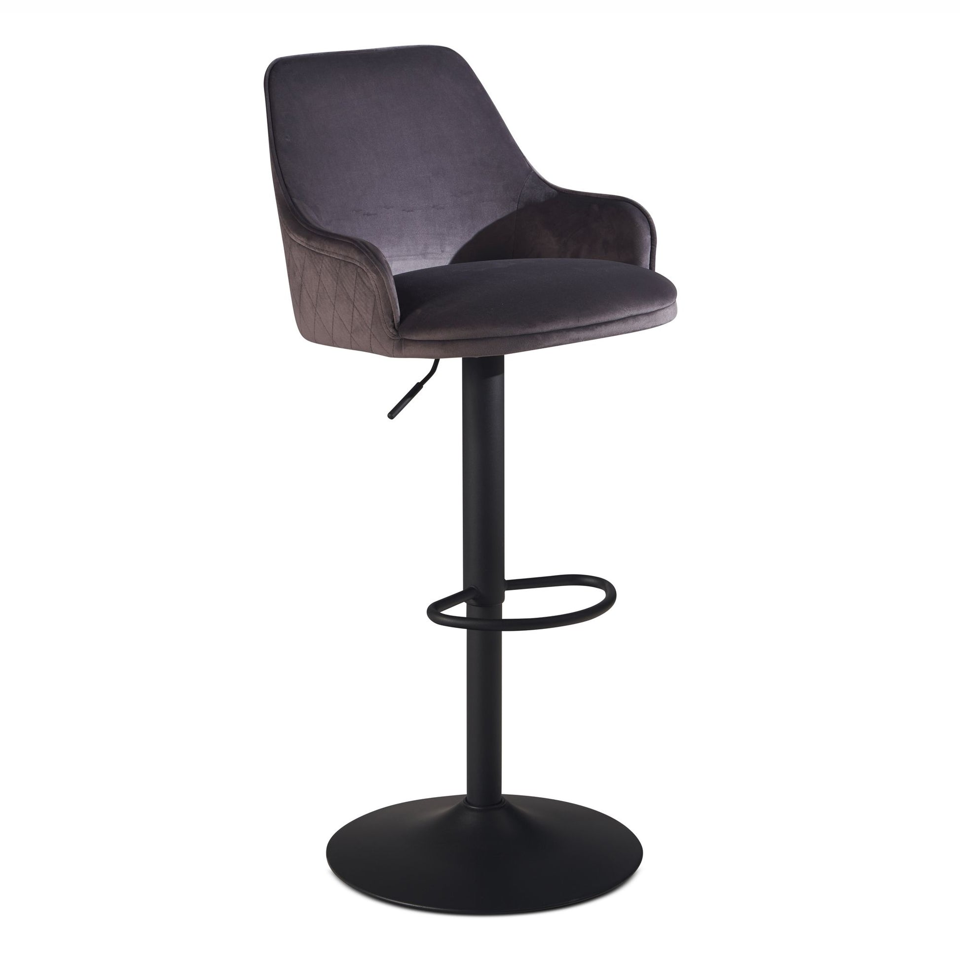 Taburete De Bar, Terciopelo Gris Con Respaldo 86 - 106 Cm_0