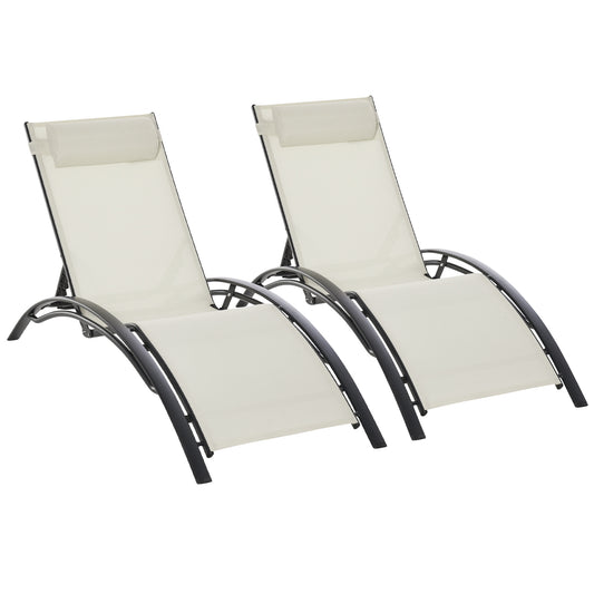 Outsunny Conjunto De 2 Tumbonas De Jardín De Aluminio 171x64x82 Cm Beige_0