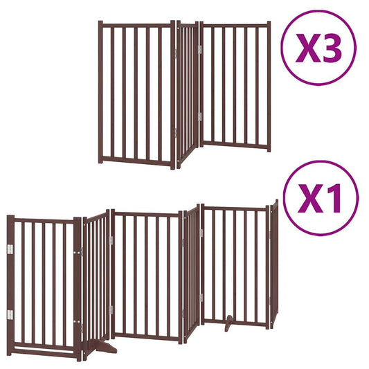 Vidaxl Puerta De Perros Plegable 15 Paneles Madera Álamo Marrón 750 Cm_0