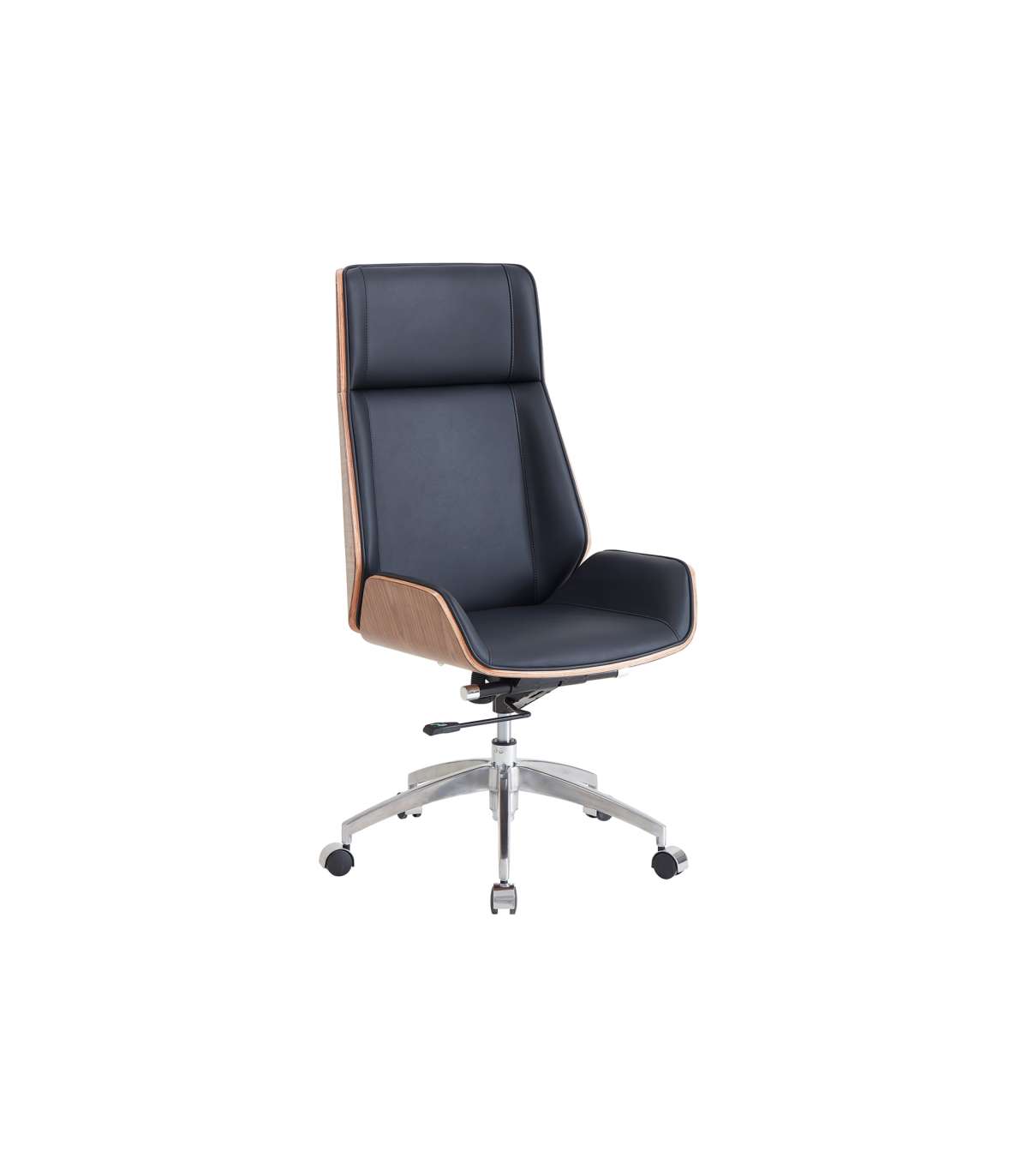 Sillón Giratorio Ulrich Tapizado En Simil Piel Negro/madera, 111/117cm(alto) 69cm(ancho)_0
