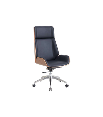Sillón Giratorio Ulrich Tapizado En Simil Piel Negro/madera, 111/117cm(alto) 69cm(ancho)_0
