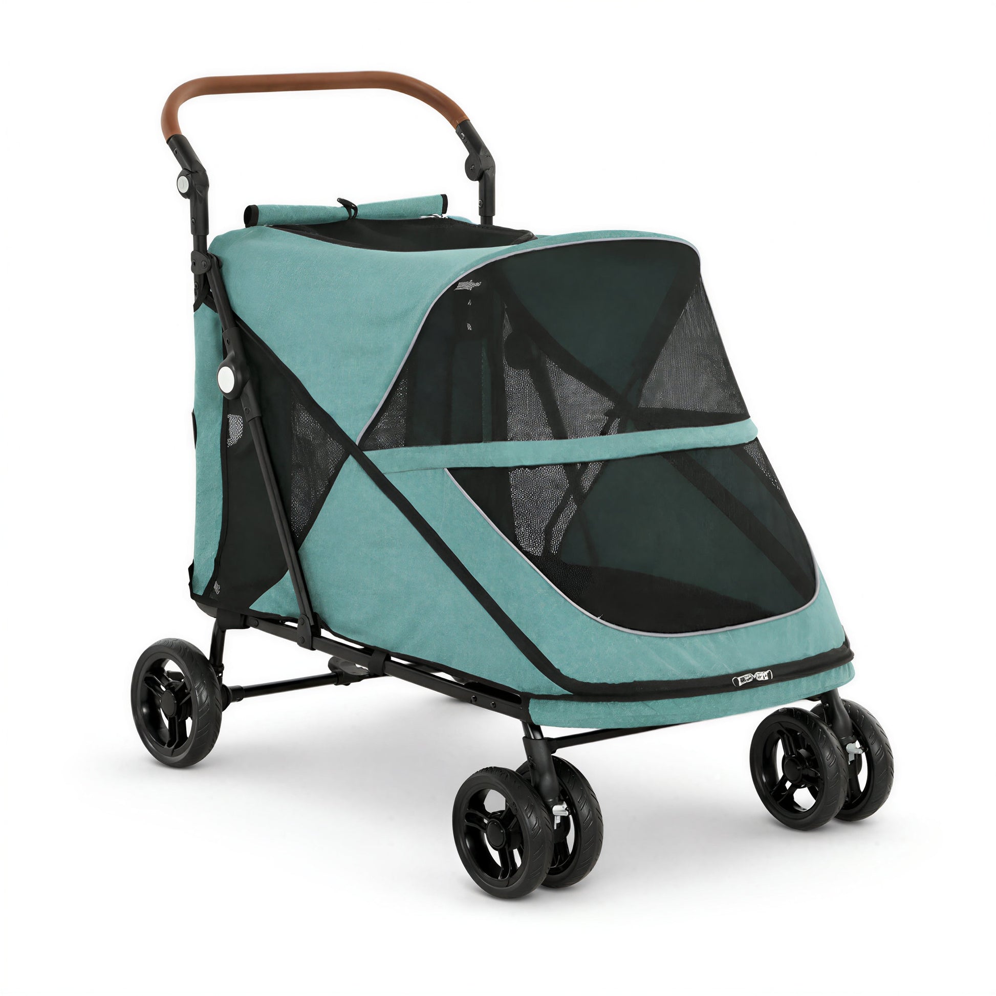Pawhut Carrito Para Perros Plegable Con Un Botón Hasta 30 Kg Suspensión Turquesa_4