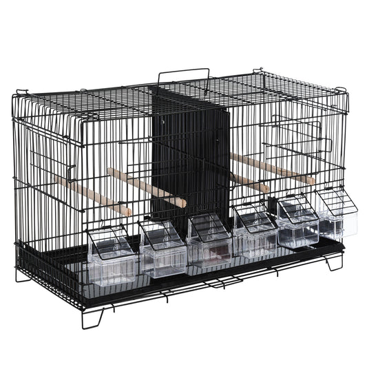 Pawhut Jaula Para Pájaros Con Divisor Ganchos Perchas Y Bandeja Extraíble Negro_0