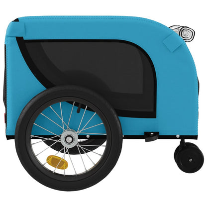Vidaxl Remolque De Bicicleta Mascotas Hierro Tela Oxford Azul Negro_5