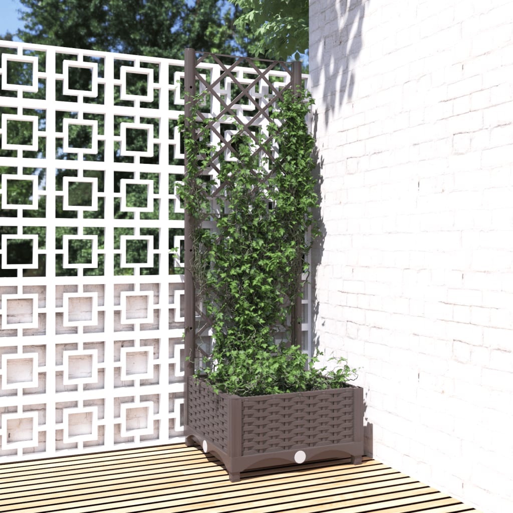 Jardinera Con Enrejado Pp Marrón 40x40x121,5 Cm_1