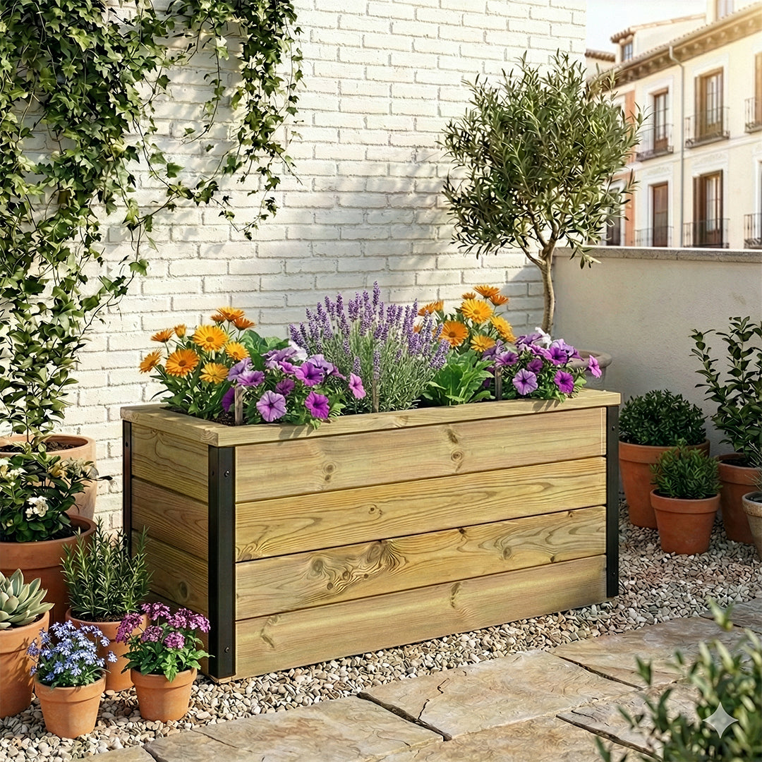 Jardinera De Madera Con Autorriego 86x34x40 Cm Nidum Hortalia_1