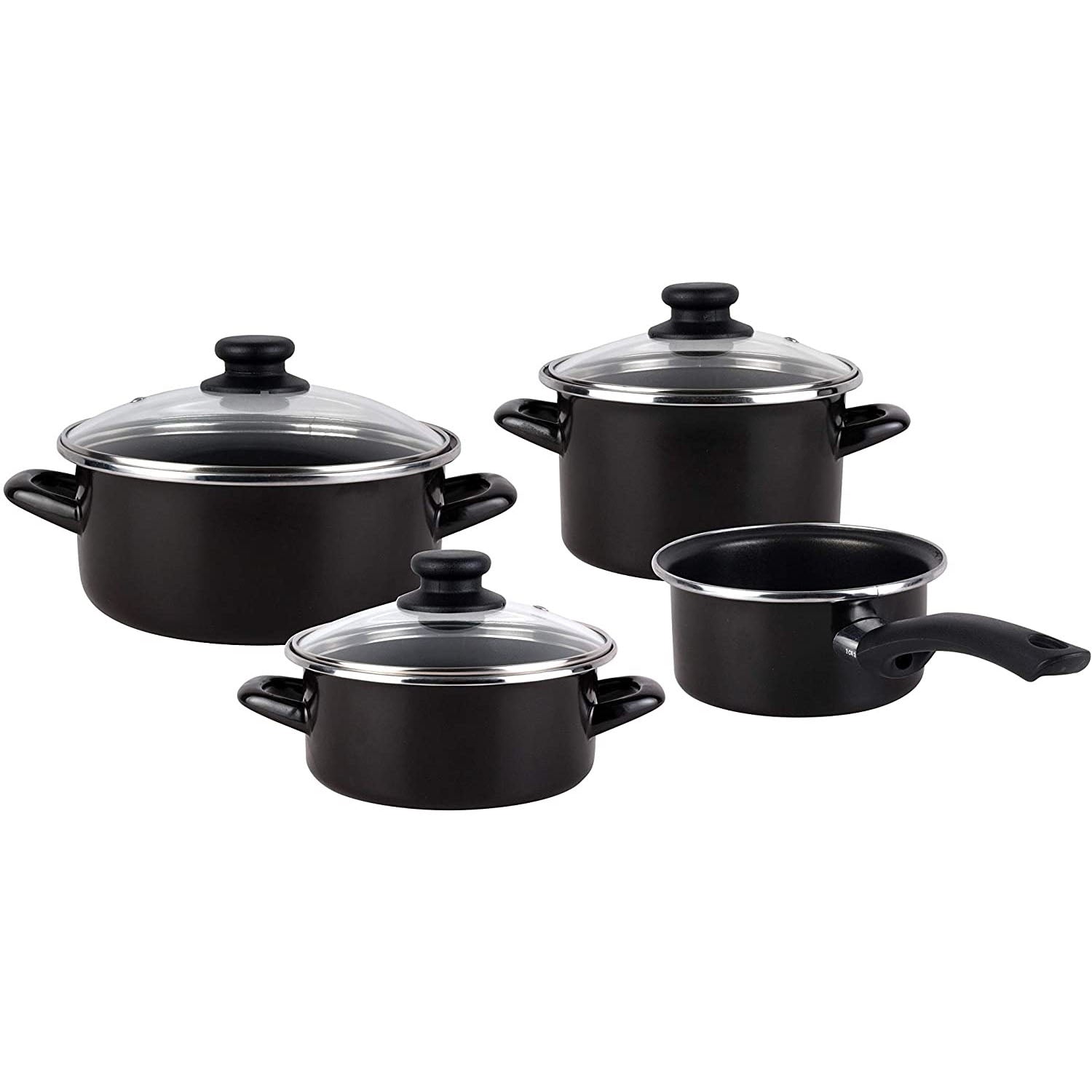 Magefesa Kenia Negra - Batería De Cocina 7 Piezas, Acero Vitrificado