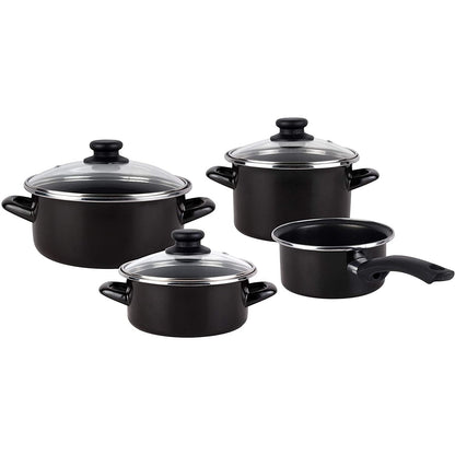 Magefesa Kenia Negra - Batería De Cocina 7 Piezas, Acero Vitrificado