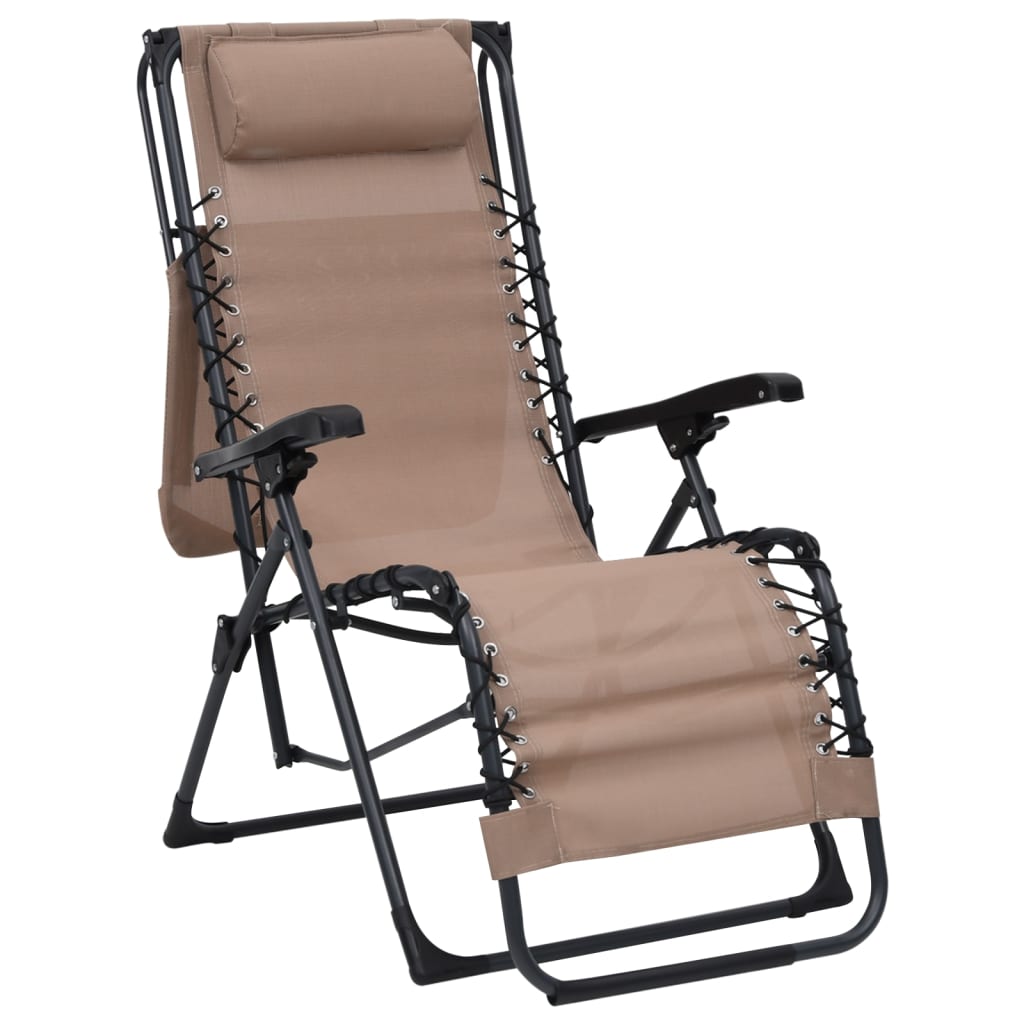Sillas Plegables 2 Unidades Textilene Gris Taupe_4