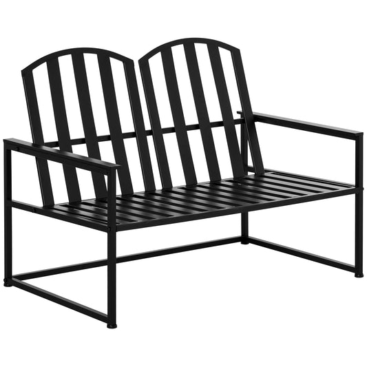 Outsunny Banco De Jardín Metal 2 Plazas Respaldo Y Reposabrazos Carga 220kg_0