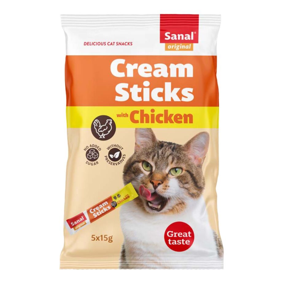 20 Paquetes Sanal Snack Crema De Pollo Para Gato Pollo De 5 U De 15g_0
