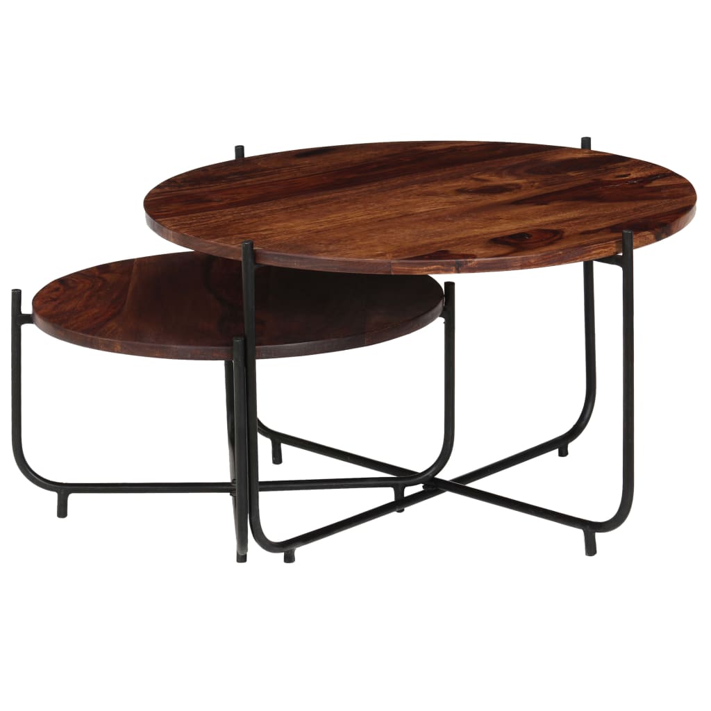 Set De Mesas De Centro 2 Uds Madera Maciza De Sheesham 60x35 Cm_1