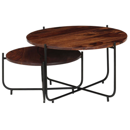 Set De Mesas De Centro 2 Uds Madera Maciza De Sheesham 60x35 Cm_1