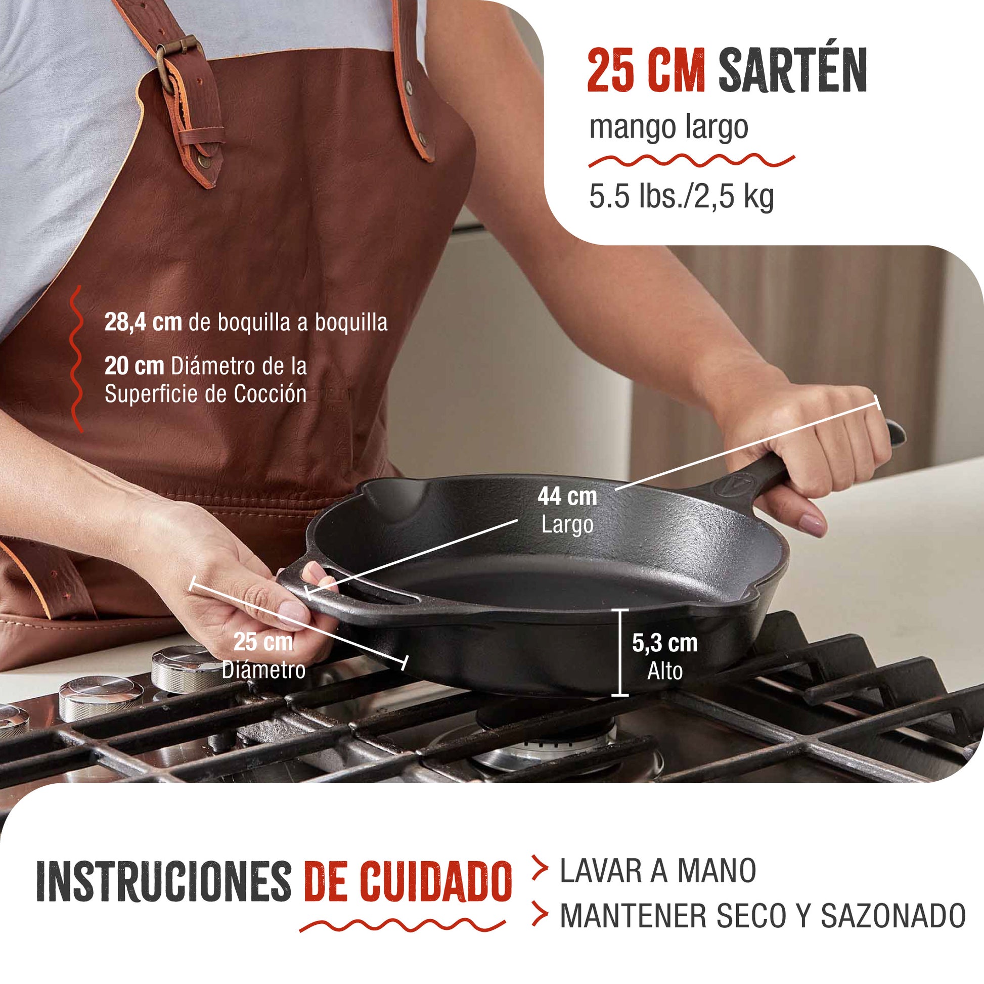 Victoria Sartén Hierro Fundido Curado Inducción 25cm, Apta Fuego, Barbacoa, Horno Cast Iron Skillet, 32432, Negro_4