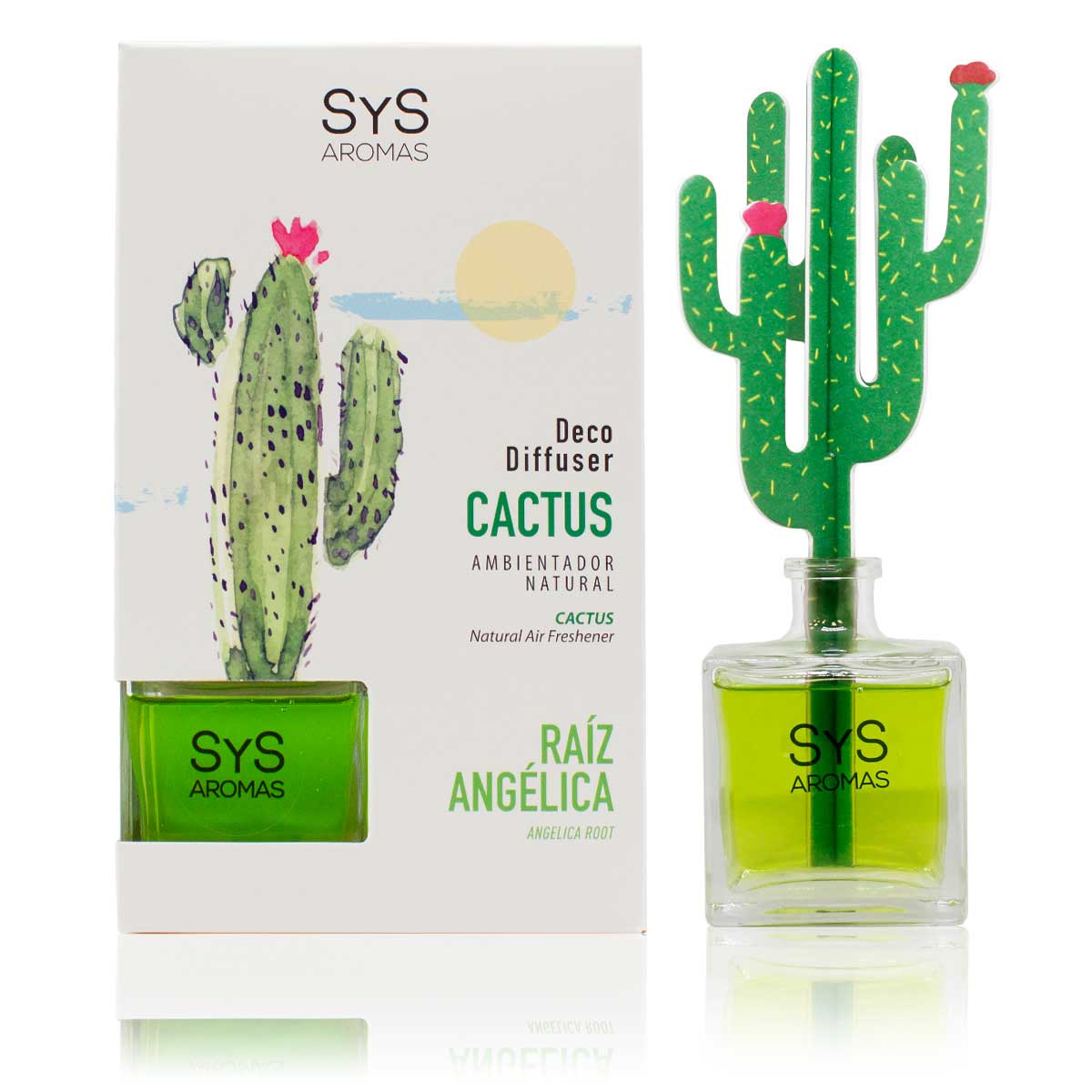 Ambientador Difusor Cactus Raíz Angélica Deco Diffuser SYS Aromas 90 ml | Aroma Herbal y Balsámico | Refrescante_0