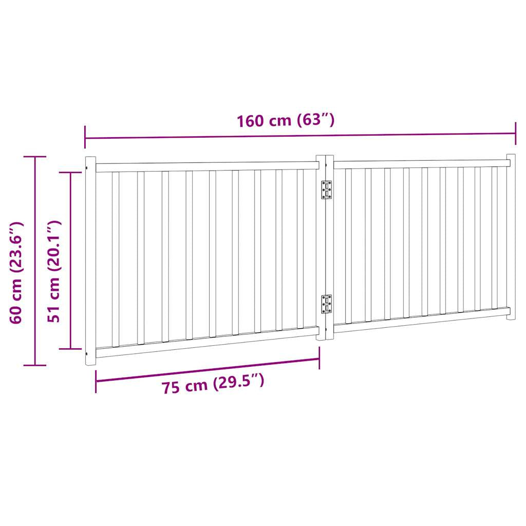 Vidaxl Puerta De Perros Plegable 2 Paneles Madera Abeto Marrón 160 Cm_2