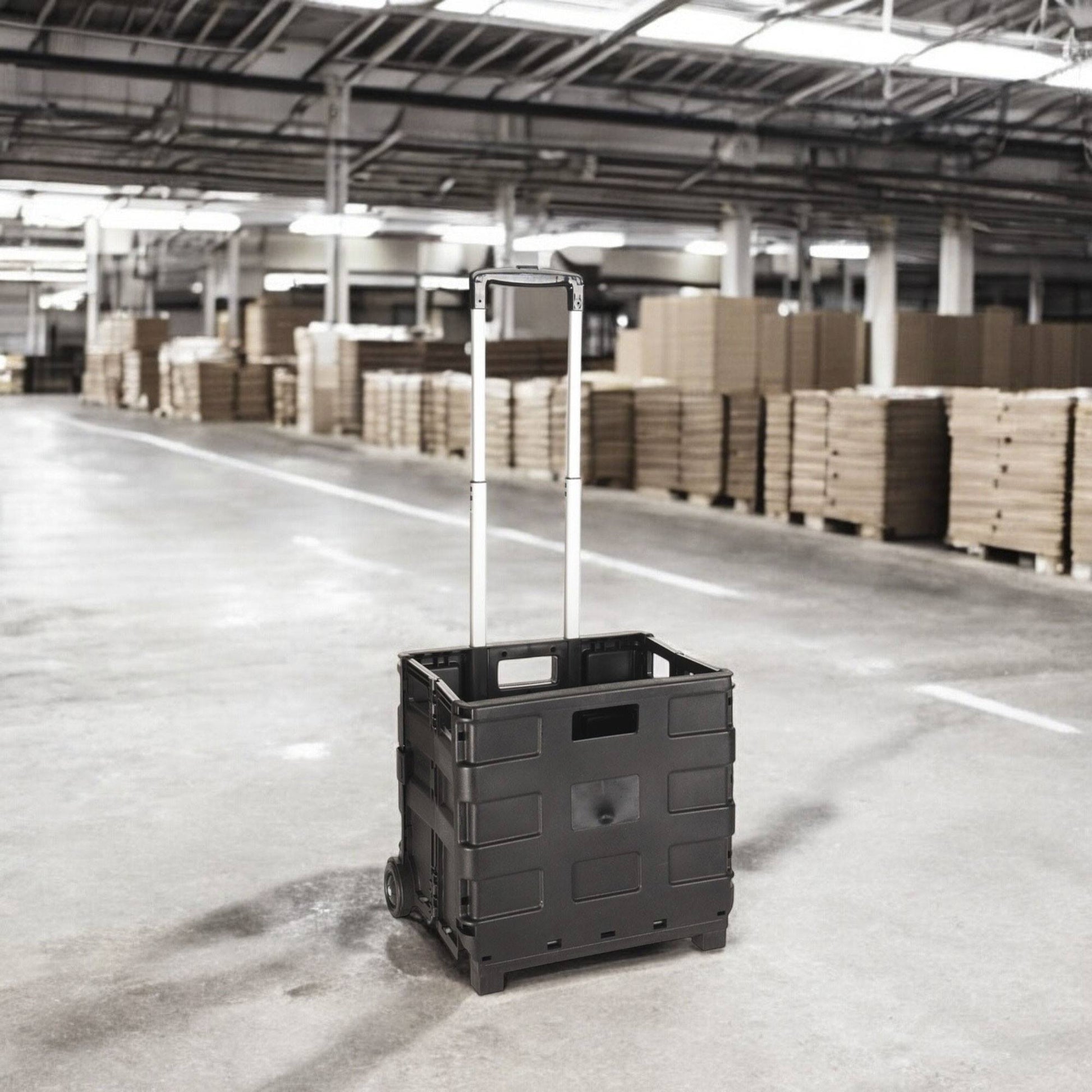 Well Home Trolley De Aluminio Con Caja Plegable Negro