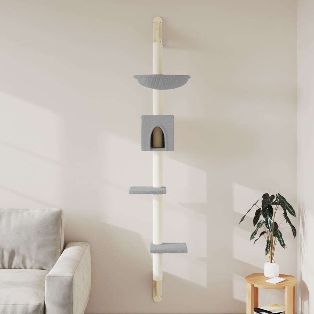 Árbol Rascador Para Gatos De Pared Gris Claro 187 Cm_1
