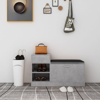 Vidaxl Banco Zapatero Madera De Ingeniería Gris Hormigón 94,5x31x57 Cm_1