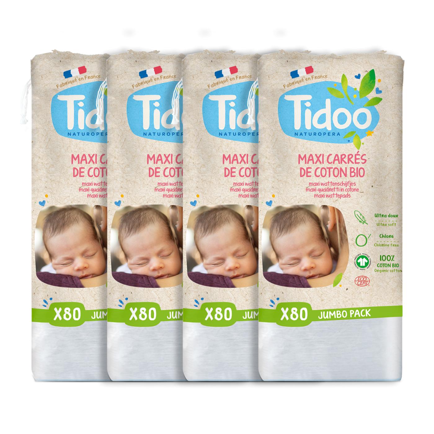 Pack 4x Maxi Paños Limpieza de Algodón Ultra Suaves Tidoo 80 paños