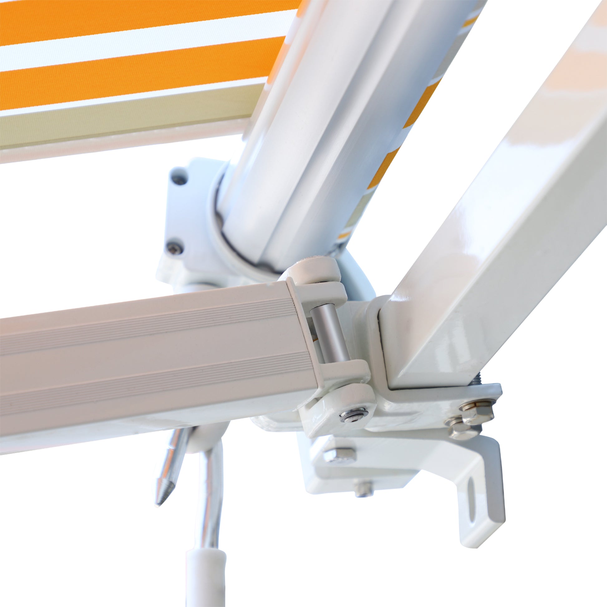 Toldo 300x250cm Brazo Articulado Aluminio Tejido 280g/m² Rayas Amarillo Blanco_4