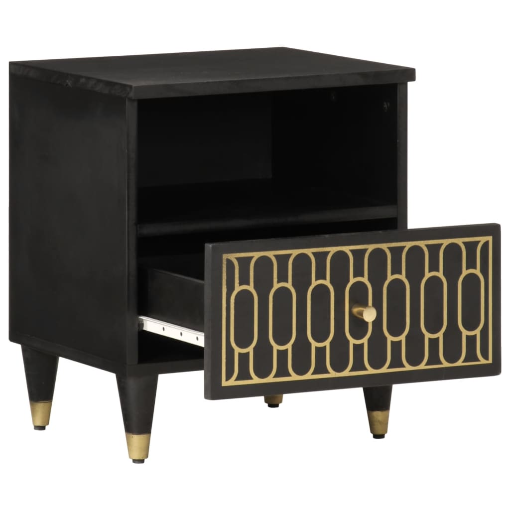 Mesita De Noche De Madera Maciza De Mango 40x33x46 Cm_0