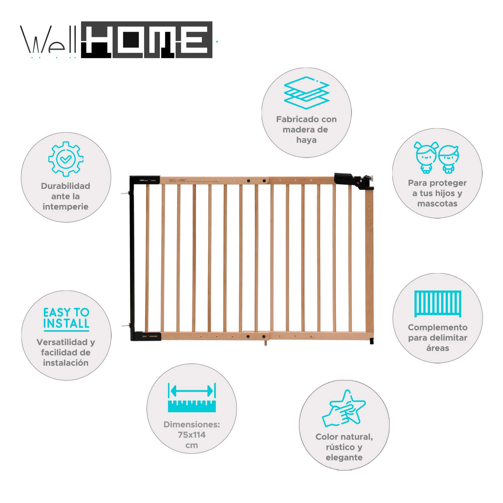 Wellhome Valla Madera De Haya Mustang Barnizada L.75-114cm_1