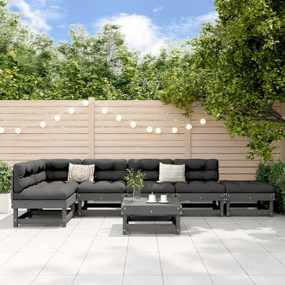Vidaxl Juego De Muebles De Jardín 7 Piezas Madera Maciza De Pino Gris_1