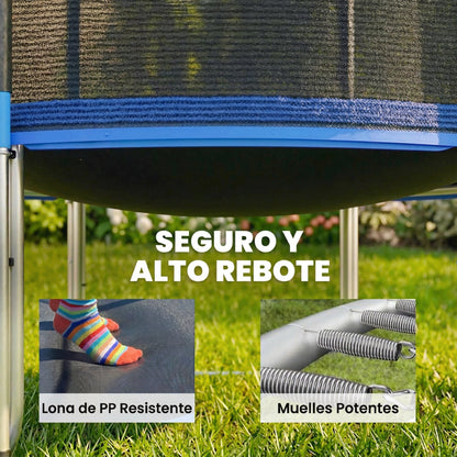 Sportnow Cama Elástica Niños Exterior Ø305 Cm Con Red De Seguridad Escalera Azul_5