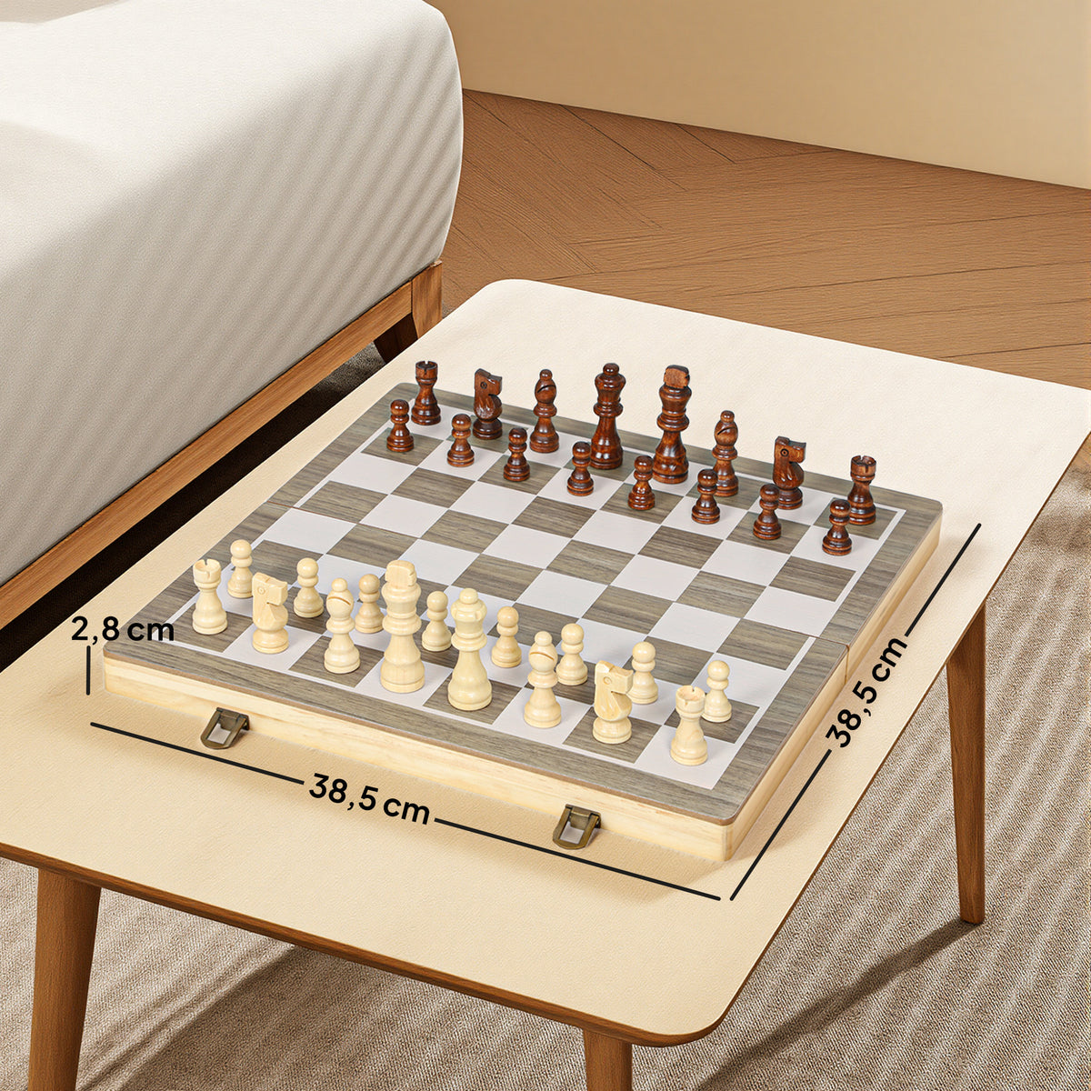 Jogo De Xadrez E Damas Sportnow Mdf, Madeira De Pinho Madeira E Branco 38.5x38.5x2.8 Cm A71-056v00wn_2