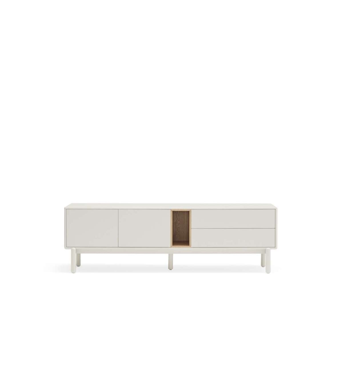 Mueble Para Televisión Modelo Corvo 2 Puertas 2 Cajones Acabado Crema, 40cm(ancho) 56cm(_0