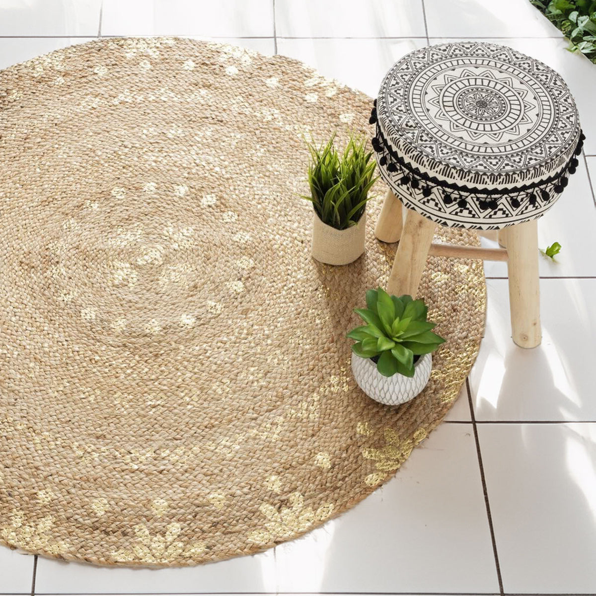 Wellhome Alfombra Oro Brillante Yute