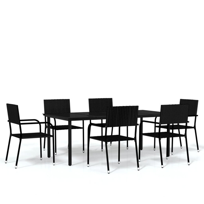 Vidaxl Juego De Comedor Para Jardín 7 Piezas Negro_0