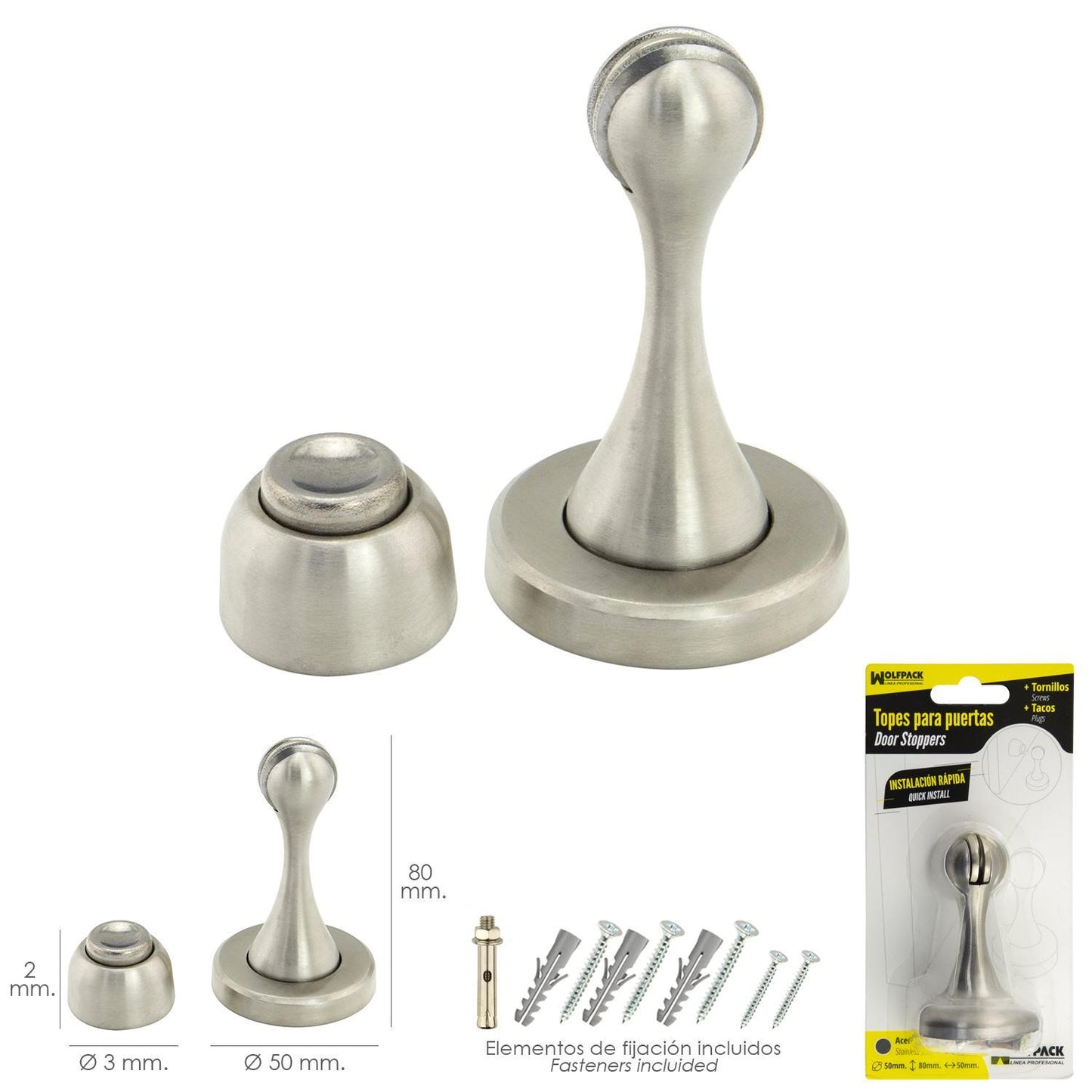 Tope Puerta Retenedor Magnetico Extrafuerte Acero Inoxidable Para Pared Y Suelo_1