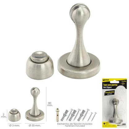 Tope Puerta Retenedor Magnetico Extrafuerte Acero Inoxidable Para Pared Y Suelo_1