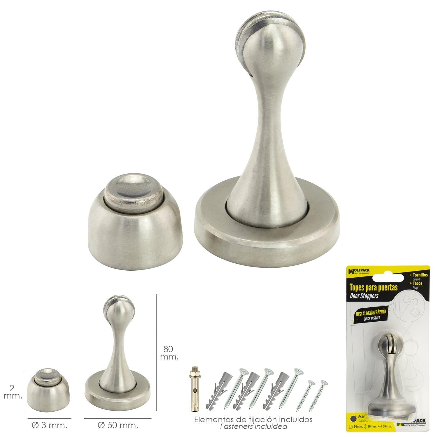 Tope Puerta Retenedor Magnetico Extrafuerte Acero Inoxidable Para Pared Y Suelo