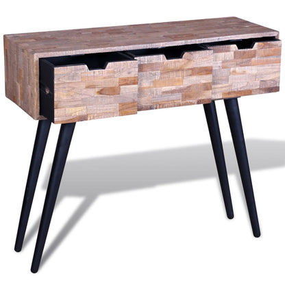 Mesa Consola Con 3 Cajones De Madera De Teca Reciclada_1