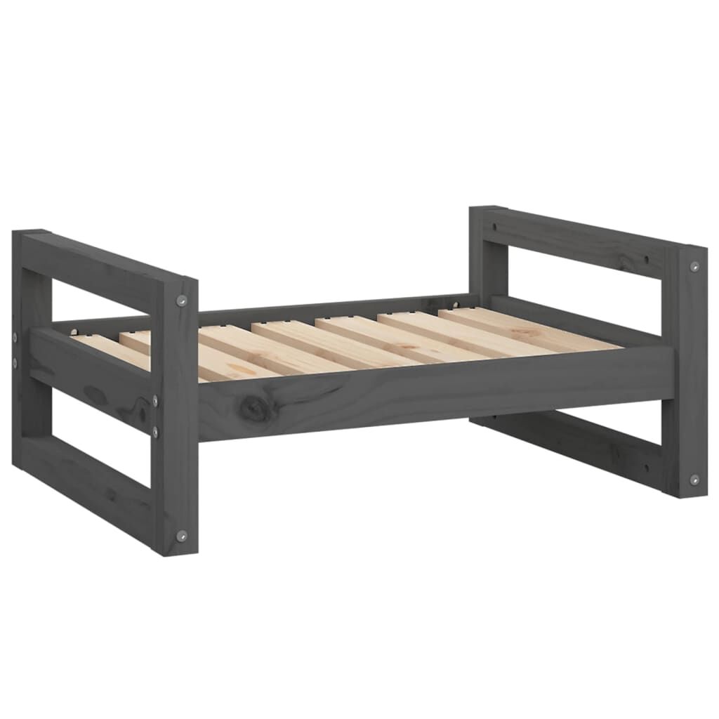 Vidaxl Cama Para Perros Madera Maciza De Pino Gris 65,5x50,5x28 Cm_0