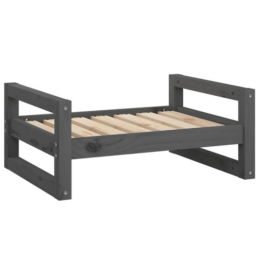 Vidaxl Cama Para Perros Madera Maciza De Pino Gris 65,5x50,5x28 Cm_0
