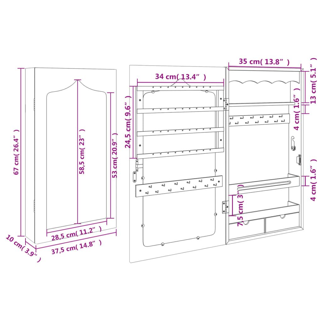 Vidaxl Espejo Con Joyero De Pared Blanco 37,5x10x67 Cm_2