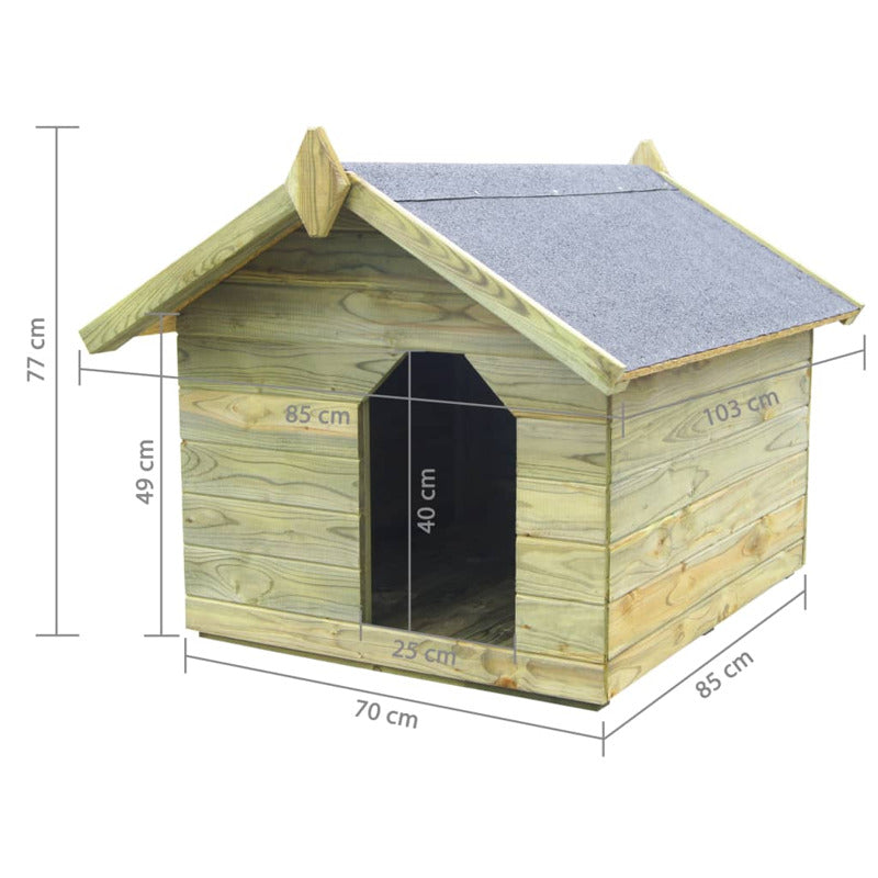 Vidaxl Casa De Perros De Jardín Tejado Abierto Madera Pino Impregnada_5