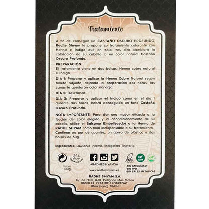 Henna Radhe Castaño Oscuro Profundo Tratam. 100 Gr Radhe