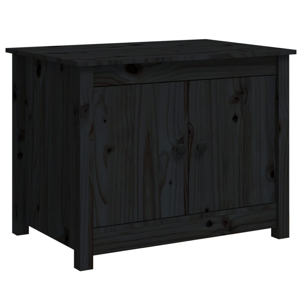 Mesa De Centro De Madera Maciza De Pino Negro 71x49x55 Cm_0