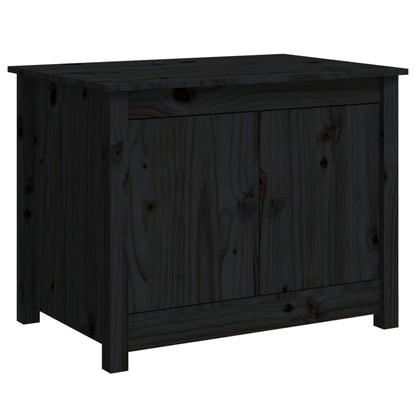 Mesa De Centro De Madera Maciza De Pino Negro 71x49x55 Cm_0